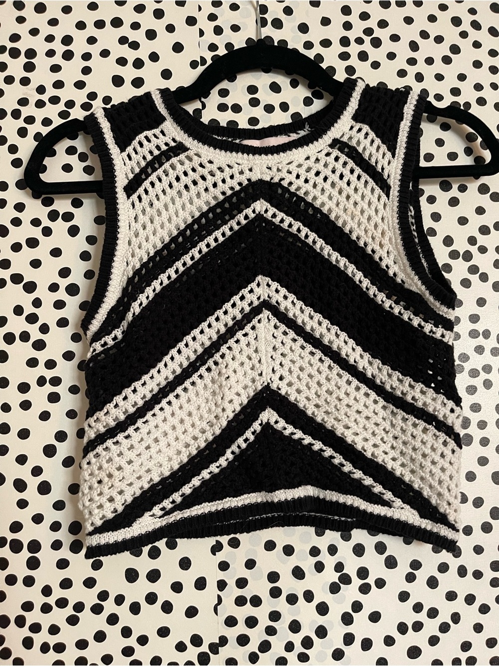 Black & White Crochet Knit Tank Top